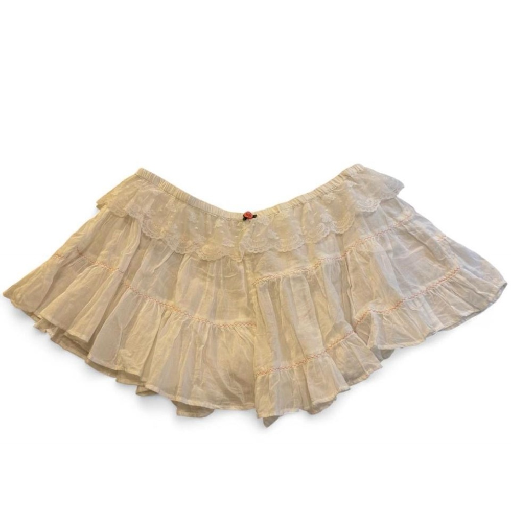 Free People In Full Swing Shorts White Lace Ruffle Boho M - Picture 7 of 14